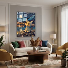 Tablonhazır Dikey Cam Tablo Salon Duvar Tablosu Dikey Cam Pika Yeni Ev Hediyesi Ofis Tablosu