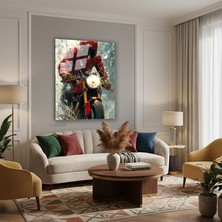 Tablonhazır Dikey Cam Tablo Salon Duvar Tablosu Dikey Cam Motokırmızı Yeni Ev Hediyesi Ofis Tablosu