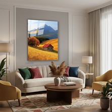 Tablonhazır Dikey Cam Tablo Salon Duvar Tablosu Dikey Cam Kırsaldaki Ev Yeni Ev Hediyesi Ofis Tablosu