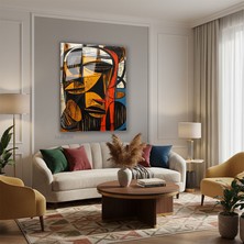 Tablonhazır Dikey Cam Tablo Salon Duvar Tablosu Dikey Cam Afrikan Figur Yeni Ev Hediyesi Ofis Tablosu