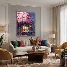 Tablonhazır Dikey Cam Tablo Salon Duvar Tablosu Dikey Cam Kirazagacıaraba Yeni Ev Hediyesi Ofis Tablosu