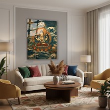 Tablonhazır Dikey Cam Tablo Salon Duvar Tablosu Dikey Cam Hindistan Buddha Yeni Ev Hediyesi Ofis Tablosu