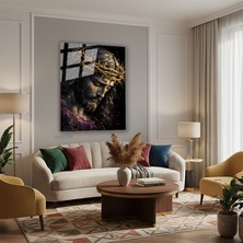 Tablonhazır Dikey Cam Tablo Salon Duvar Tablosu Dikey Cam Isa Soyut Tasarim Yeni Ev Hediyesi Ofis Tablosu
