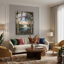 Tablonhazır Dikey Cam Tablo Salon Duvar Tablo Dikey Cam Garden Window Stained Glass Idea Ev Hediyesi Ofis Tablo