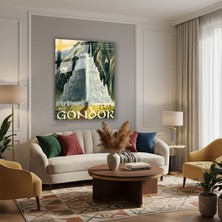 Tablonhazır Dikey Cam Tablo Salon Duvar Tablosu Dikey Cam Gondor Lotr Yeni Ev Hediyesi Ofis Tablosu