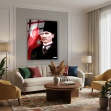 Tablonhazır Dikey Cam Tablo Salon Duvar Tablosu Dikey Cam Cam Ata 033 Yeni Ev Hediyesi Ofis Tablosu