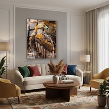 Tablonhazır Dikey Cam Tablo Salon Duvar Tablosu Dikey Cam Kartalkahverengi Yeni Ev Hediyesi Ofis Tablosu