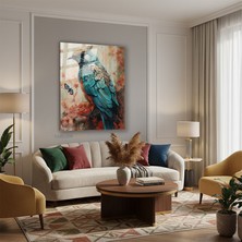 Tablonhazır Dikey Cam Tablo Salon Duvar Tablosu Dikey Cam Stilkuş Yeni Ev Hediyesi Ofis Tablosu