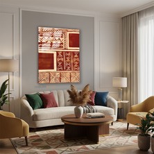 Tablonhazır Dikey Cam Tablo Salon Duvar Tablosu Dikey Cam Etnik Desen Yeni Ev Hediyesi Ofis Tablosu