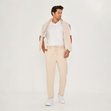 Zinox Erkek Bel Kemerli Bağcıklı Düz Paça Dabıl Kumaş Klasik Pantolon