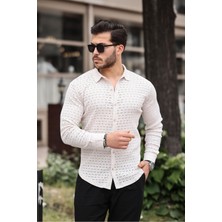 Zinox Erkek Uzun Kol Delikli Desen Örme Kumaş Regular Kalıp Kalıp Yeni Sezon Gömlek