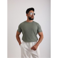 Zinox Kumaş Basic Kendinden Desenli T-Shirt