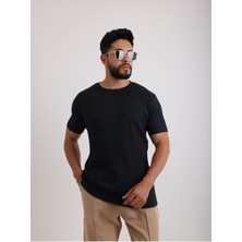 Zinox Kumaş Basic Kendinden Desenli T-Shirt