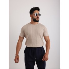 Zinox Kumaş Basic Kendinden Desenli T-Shirt