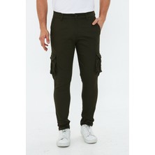 Oyga Erkek Slim Fit Yandan Cepli Bel Kemerli Düz Paça Esnek Kumaş Erkek Kargo Pantolon