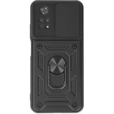 Erbar Xiaomi Poco M4 Pro 4g Kılıf Pars Lens Yüzüklü Silikon - Siyah