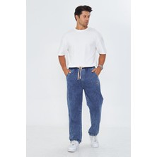 Masso Moda Erkek Baggy Düz Şık Etiket Detaylı Kot Pantolon 713