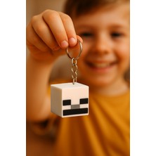 Flexilab Creative Minecraft Skeleton Iskelet Kafa Anahtarlık – 3D Baskı Pla, Koleksiyonluk Oyuncu Hediyesi