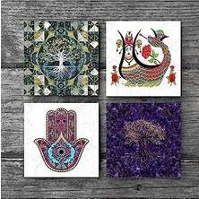 Storemax Hayat Ağacı, Fatma Ana Eli , Şahmeran Taş Bardak Altlığı Seti - 4 Parça - Dekoratif, Rustik Mutfak Aksesuarı, 10X10 Cm, Kaydırmaz Tabanlı, Şık ve Dayanıklı SC489
