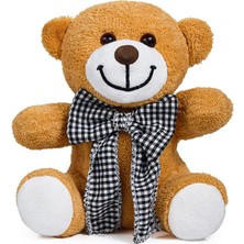 Storemax Özgüner Oyuncak Pelüş Piti Kareli Pelüş Ayı,siyah Beyaz Fiyonklu Ayıcık,sevimli Fiyonklu Ayıck,papyonlu Ayıcık,doldurulabilir Oyuncak,ofis Hediyesi (Kahve)