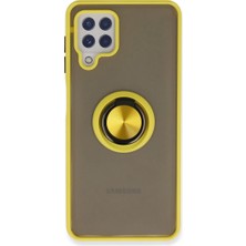 Erbar Samsung Galaxy A22 Kılıf Montreal Yüzüklü Silikon Kapak - Sarı