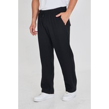 Masso Moda Erkek Baggy Müslin Keten Bel Bağcıklı Lastikli Düz Paça Pantolon