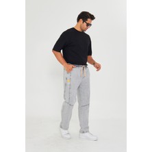 Masso Moda Erkek Parçalı Desen Yan Etiketli Baggy Kot Pantolon 721