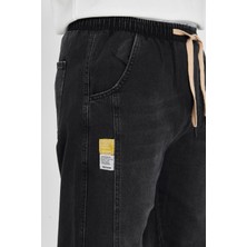 Masso Moda Erkek Parçalı Desen Yan Etiketli Baggy Kot Pantolon 721