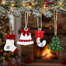 Uretti - Dila 1284 7390 El Yapımı 4'lü Taş Tozu Yılbaşı Ağaç Süsleri