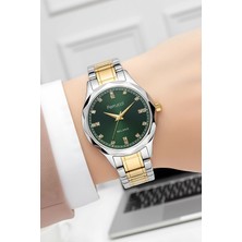 Ferrucci Çelik Kasa Kadın Kol Saati, Bileklik Hediye Gümüş-Gold-Yeşil Renk ZMFER212