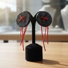 Uretti - Dila 1284 7670 El Yapımı Düğme Görünümlü Tasarım Küpe