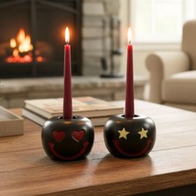 Uretti - Dila 1284 4888 El Yapımı Taş Tozu 2'li smiley Mumluk