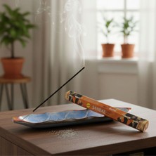 Uretti - Okay 5711 8448 El Yapımı Mavi Tik Ağacı Tütsülük 35X5 cm - 20'li Tütsü Hediyeli