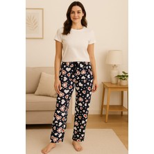 Kadın Mikro Süet Cepsiz Kışlık Ev Kalpli Çok Renkli Eşofman Altı