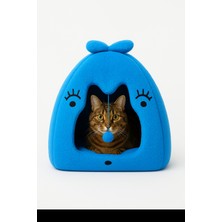 Nerotex Peluş Kedi Evi – Yumuşak Dokulu, Kulaklı Tasarım, Ponpon