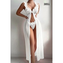 Orıella Fırfır Yakalı Uzun Tül Gecelik