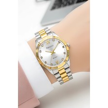 Ferrucci Jübile Kordon Çelik Kasa Kadın Kol Saati, Bileklik Hediye Gümüş-Gold Renk ZMFER209