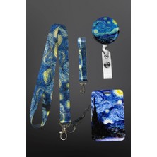 Stormistoretr Yıldızlı Gece Desenli Boyun Ipi Seti Baskılı Kartlık Anahtarlık – Yaka Kartı Askılığı