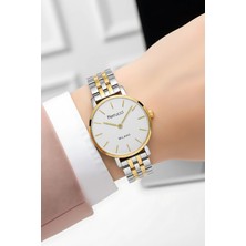 Ferrucci Çelik Kasa Kadın Kol Saati, Bileklik Hediye Gümüş-Gold Renk ZMFER211