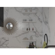 Nettrends Minimal Duvar Tipi 4’lü Banyo Rafı Seti Çok Amaçlı Duvar Depolama Beyaz -NRG-BRF-1002