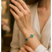 Adc Yeşil Yonca  Kadın Gold Çelik Bileklik 316L  Kararma Yapmaz Trend Günlük & Şık Hediyelik