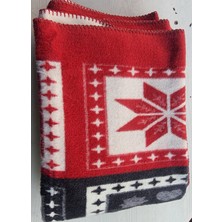 Aktarteks Pamuklu Çift Kişilik Battaniye Yılbaşı Geyik , Çam Ağacı Desenli