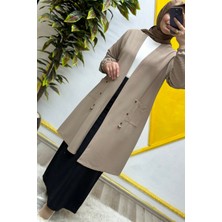 Elmas Tesettür Kadın Büyük Beden Ottoman Cepli Çelik Hırka