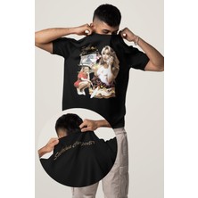 Fuddy Moda Unisex Vintage Espresso Ense Baskılı Tişört, Oversize Sabrina Carpenter Temalı T-Shirt