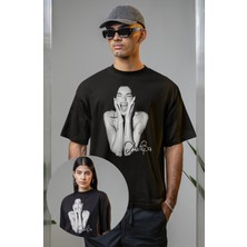 Fuddy Moda Unisex Dua Lipa Baskılı Bisiklet Yaka Tişört, Oversize Müzik Temalı T-Shirt