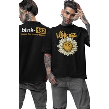 Fuddy Moda Unisex Music For Lonely Nights Ense Baskılı Tişört, Oversize BLINK-182 Temalı Bisiklet Yaka T-Shirt