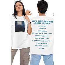 Fuddy Moda Unisex Mega Billlie Eilish Sırt Baskılı Tişört, Oversize Hit Me Hard And Soft Tracklist T-Shirt