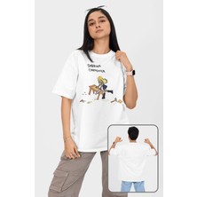 Fuddy Moda Unisex Cartoon Sabrina Carpenter Baskılı Tişört, Oversize Sabrina Carpenter Temalı T-Shirt
