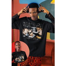 Fuddy Moda Unisex Basket Case Baskılı Siyah Tişört, Oversize Green Day Rock Band Temalı T-Shirt