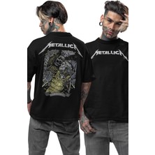 Fuddy Moda Unisex Nothing Else Matters Sırt Baskılı Tişört, Oversize Metallica Temalı T-Shirt